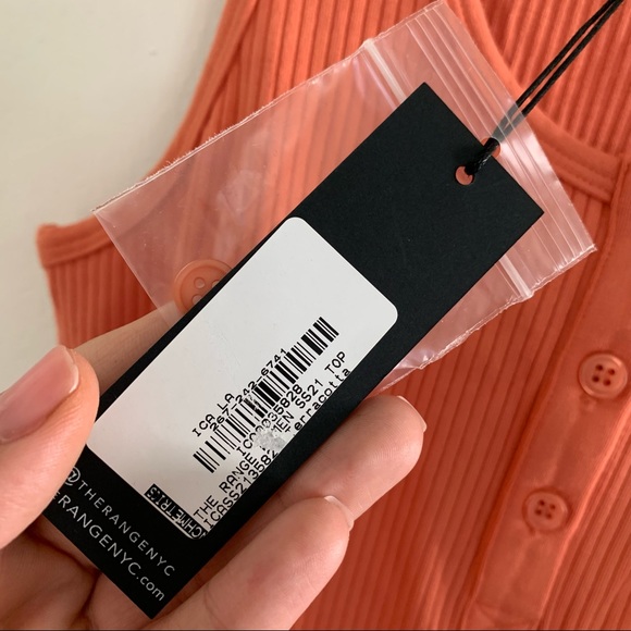 The Range NYC Alloy Ribbed Henley Tank Top in Terracotta 
Size Small - Picture 9 of 10